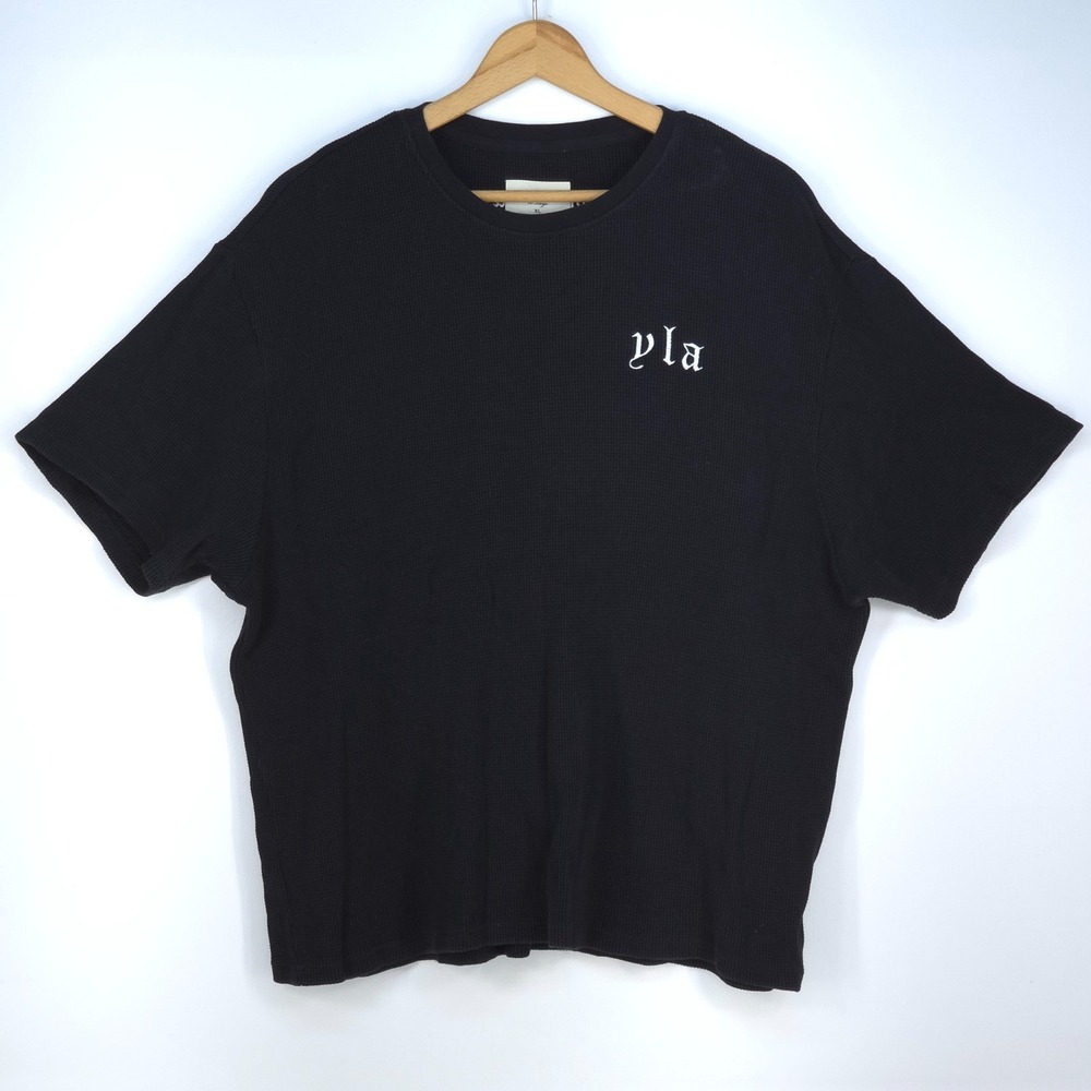YoungLA Waffle Knit T-Shirt Mens XL Embroidered Oversized Streetwear Heavyweight
